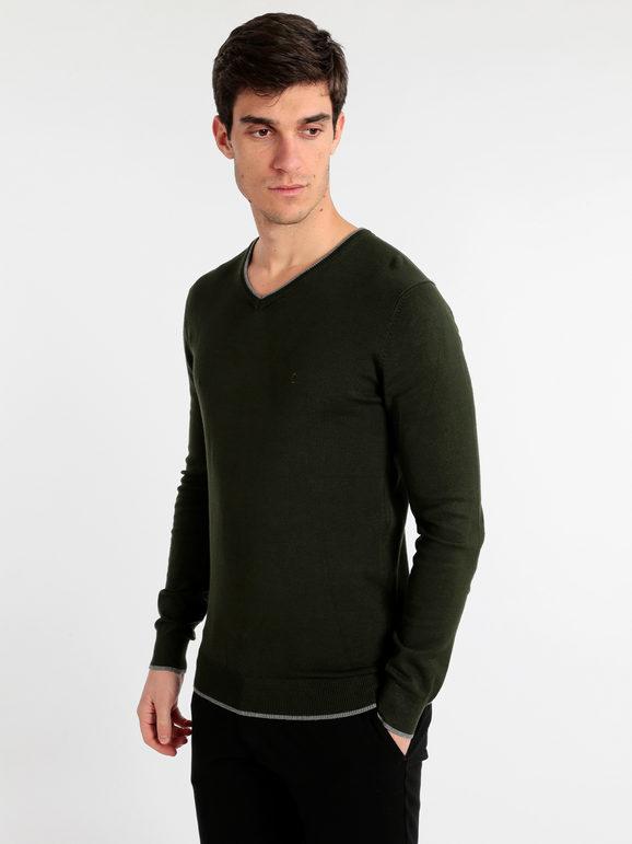 Coveri Pullover girocollo scollo a V Pullover uomo Verde taglia XL