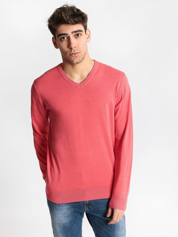 Baci & Abbracci Pullover in cotone scollo V Pullover uomo Rosso taglia 3XL