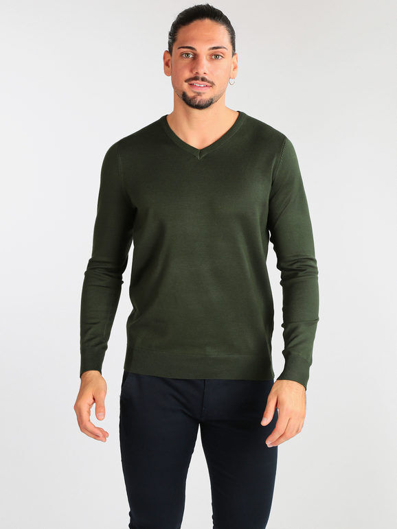 Johnny Looper Pullover uomo con scollo a V Pullover uomo Verde taglia XXL