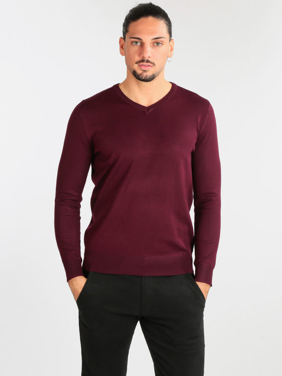 Johnny Looper Pullover uomo con scollo a V Pullover uomo Rosso taglia L