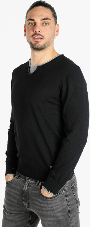 Baci & Abbracci Pullover uomo doppio collo in maglia misto lana Pullover uomo Nero taglia S