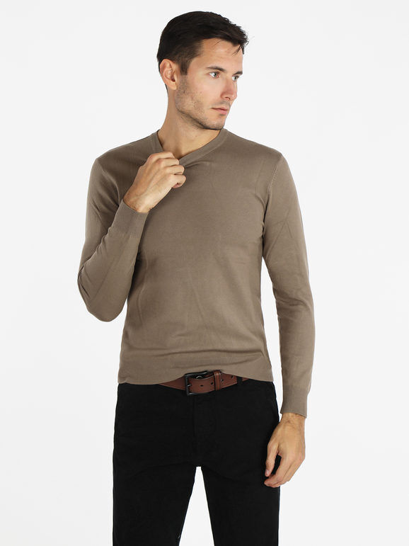 Ange Wear Pullover uomo girocollo in maglia Pullover uomo Beige taglia XL