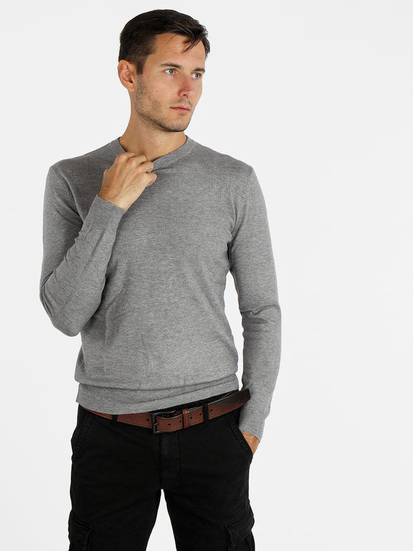 Ange Wear Pullover uomo girocollo in maglia Pullover uomo Grigio taglia S