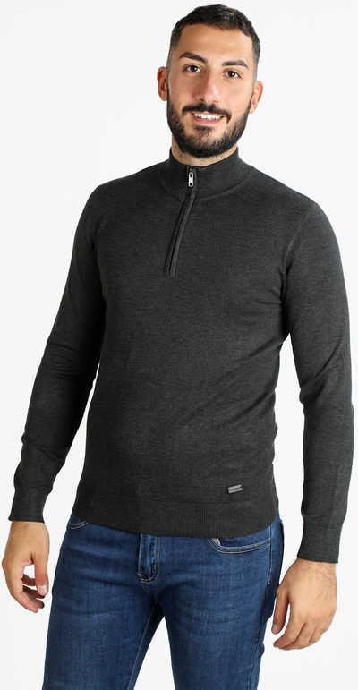 Baci & Abbracci Pullover uomo in maglia mezza zip Pullover uomo Grigio taglia L