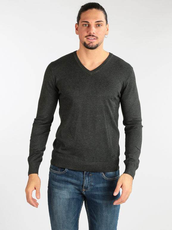 Baci & Abbracci Pullover uomo in maglia scollo a V Pullover uomo Grigio taglia XL