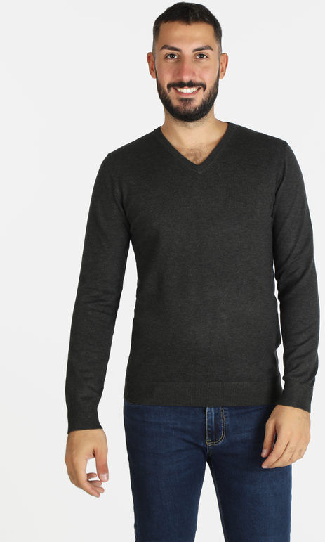 Baci & Abbracci Pullover uomo in maglia scollo a V Pullover uomo Grigio taglia M