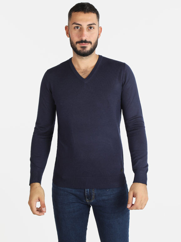 Baci & Abbracci Pullover uomo in maglia scollo a V Pullover uomo Blu taglia XL