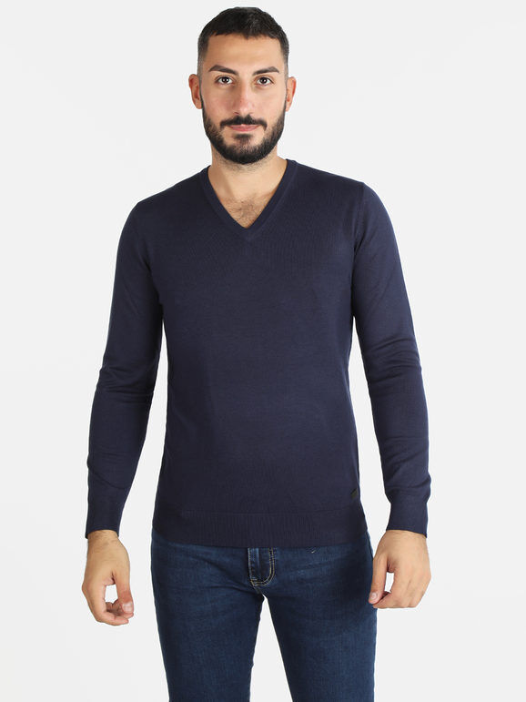 Baci & Abbracci Pullover uomo in maglia scollo a V Pullover uomo Blu taglia XXL