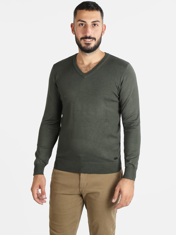 Baci & Abbracci Pullover uomo in maglia scollo a V Pullover uomo Verde taglia XL