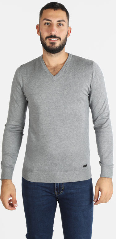 Baci & Abbracci Pullover uomo in maglia scollo a V Pullover uomo Grigio taglia S