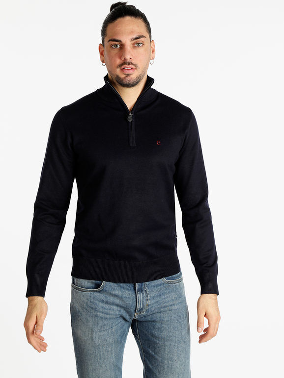 Coveri Pullover uomo mezza zip in maglia Pullover uomo Blu taglia L