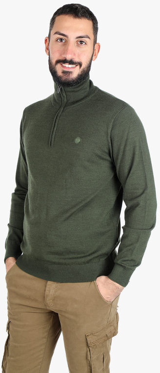 Navy Sail Pullover uomo mezza zip misto lana Pullover uomo Verde taglia L