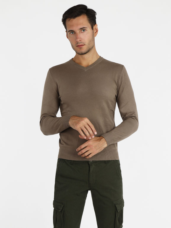 Ange Wear Pullover uomo scollo a V Pullover uomo Beige taglia L