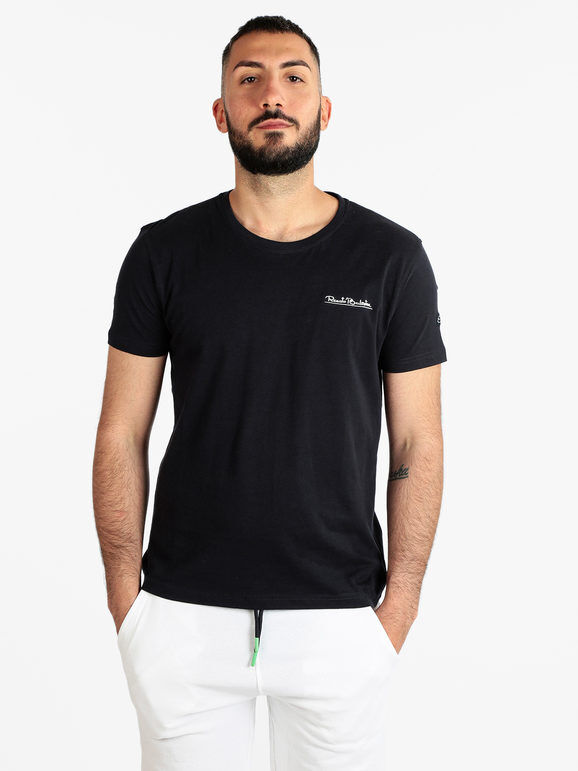 Renato Balestra T-shirt girocollo da uomo in cotone T-Shirt Manica Corta uomo Blu taglia L
