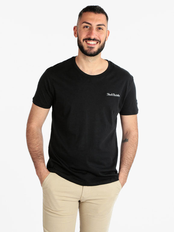 Renato Balestra T-shirt girocollo da uomo in cotone T-Shirt Manica Corta uomo Nero taglia L