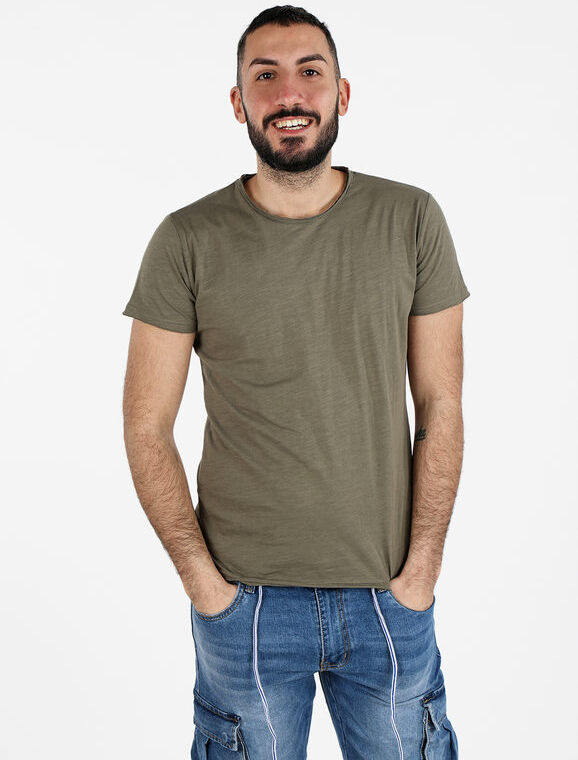 Ange Wear T-shirt girocollo da uomo in cotone T-Shirt Manica Corta uomo Verde taglia M