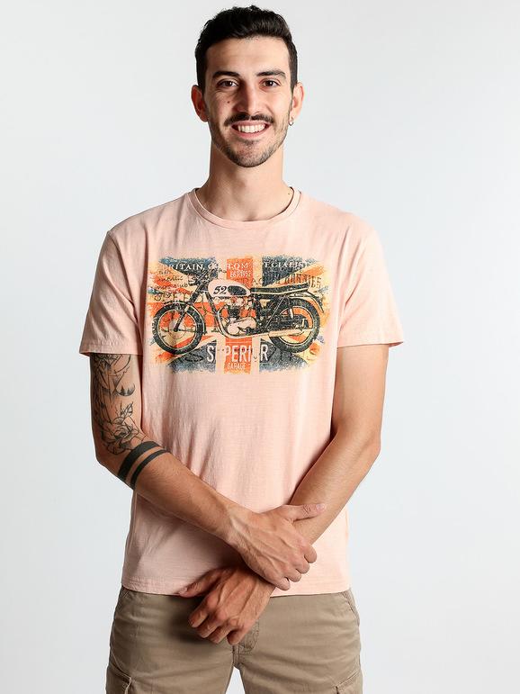 Superior Vintage T-shirt in cotone con stampa T-Shirt Manica Corta uomo Rosa taglia 3XL