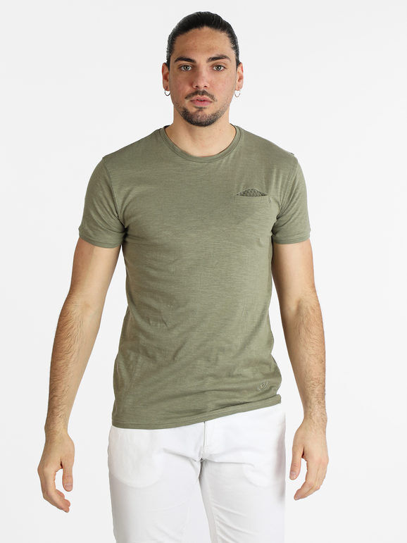 Coveri T-shirt in cotone manica corta con taschino da uomo T-Shirt Manica Corta uomo Verde taglia XXL