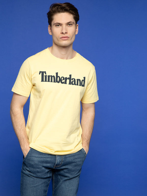 Timberland T-shirt manica corta da uomo con scritta T-Shirt Manica Corta uomo Giallo taglia M