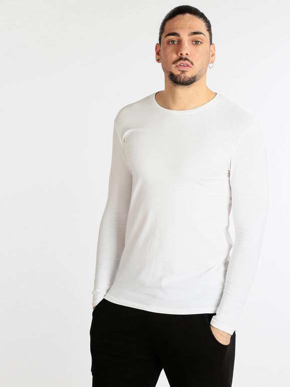 Coveri T-shirt manica lunga uomo in cotone T-Shirt Manica Lunga uomo Bianco taglia XXL