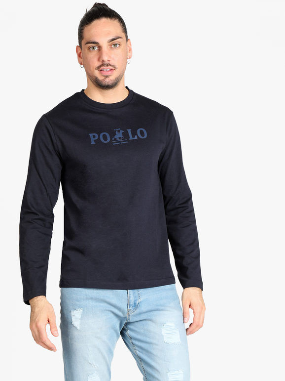 U.S. Grand Polo T-shirt uomo a manica lunga con stampa T-Shirt Manica Lunga uomo Blu taglia XL