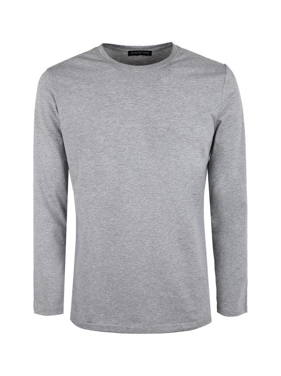 Jeans Yesed T-shirt uomo a maniche lunghe in cotone T-Shirt Manica Lunga uomo Grigio taglia L