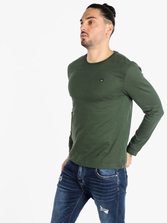 Navy Sail T-shirt uomo girocollo a maniche lunghe T-Shirt Manica Lunga uomo Verde taglia L