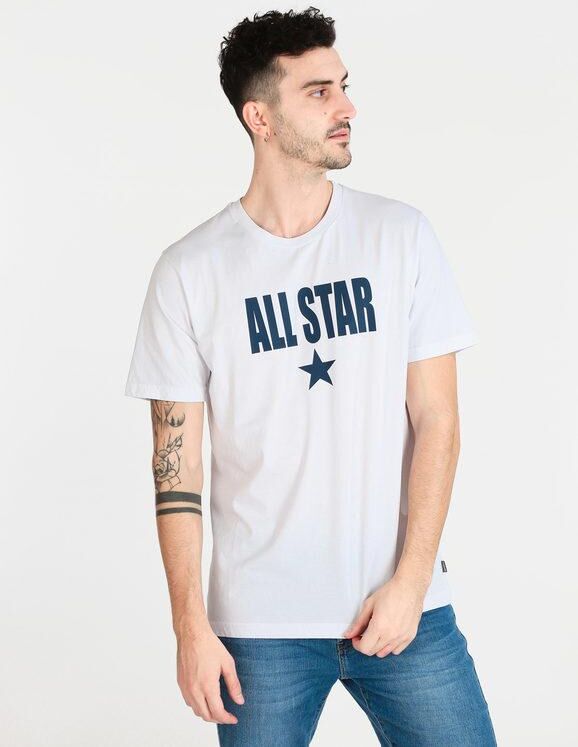 Converse T-shirt uomo girocollo in cotone T-Shirt e Top uomo Bianco taglia L