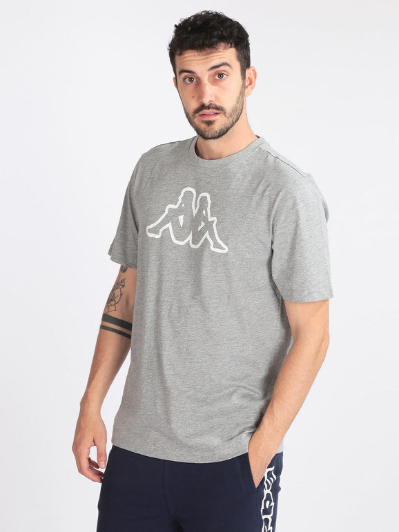 Kappa T-shirt uomo in cotone con logo T-Shirt Manica Corta uomo Grigio taglia XXL