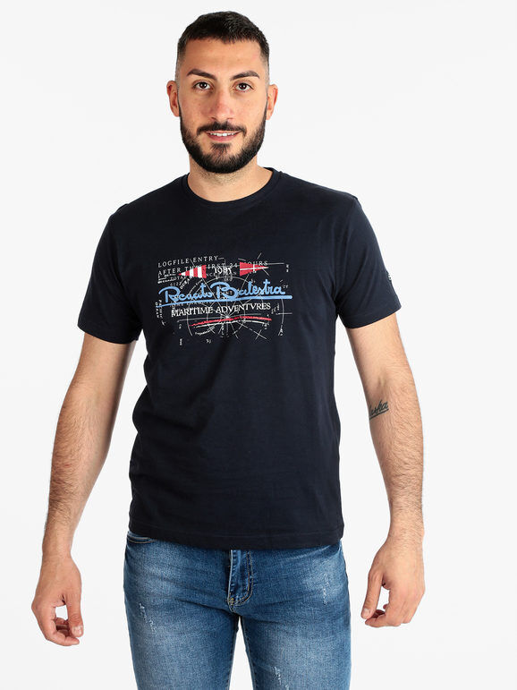 Renato Balestra T-shirt uomo in cotone con stampa T-Shirt Manica Corta uomo Blu taglia XL