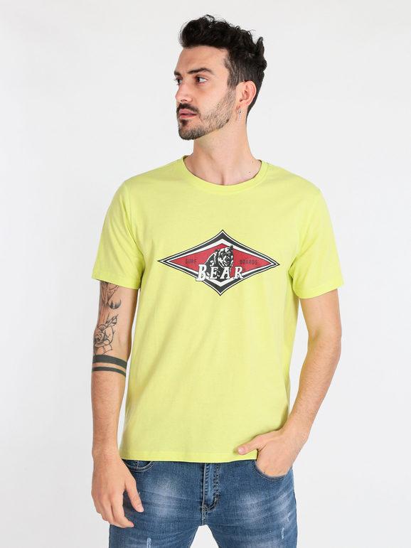 Bear T-shirt uomo in cotone organico T-Shirt Manica Corta uomo Giallo taglia XL