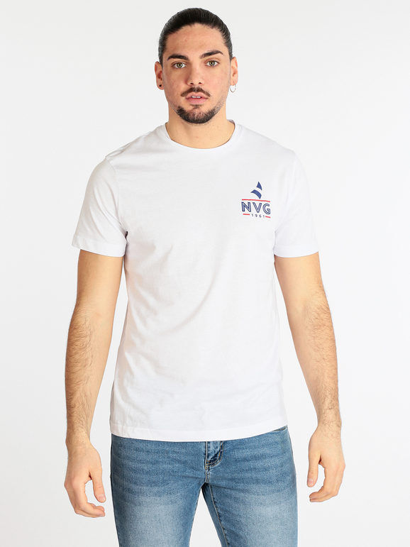 Navigare T-shirt uomo in cotone T-Shirt Manica Corta uomo Bianco taglia XXL