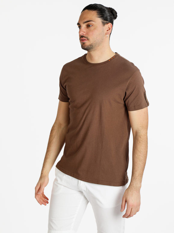 Baci & Abbracci T-shirt uomo manica corta in cotone T-Shirt Manica Corta uomo Marrone taglia XXL