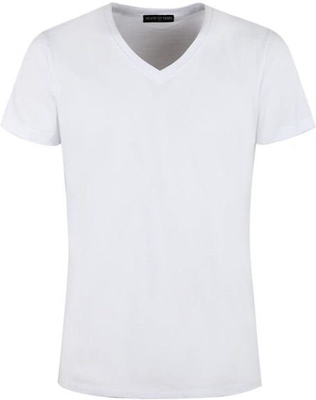 Jeans Yesed T-shirt uomo scollo a V in cotone T-Shirt Manica Corta uomo Bianco taglia M