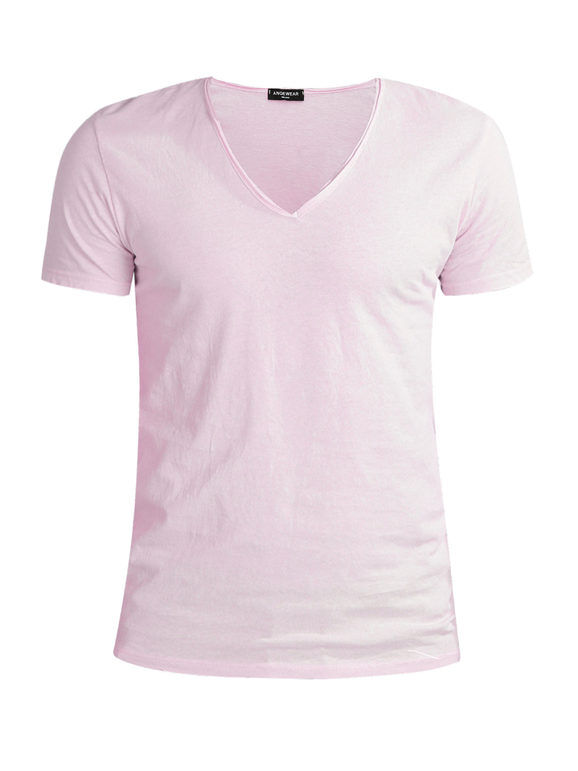 Ange Wear T-shirt uomo scollo a V T-Shirt Manica Corta uomo Rosa taglia XXL