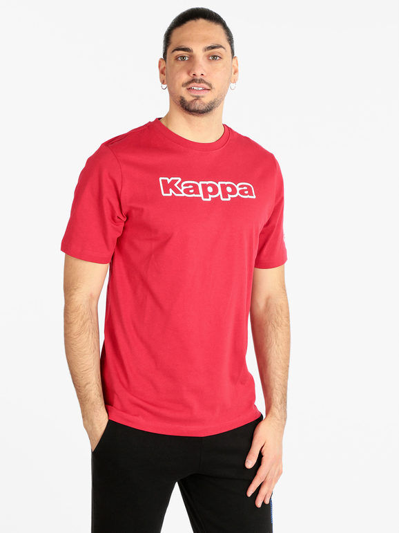 Kappa T-shirt uomo slim fit in cotone T-Shirt Manica Corta uomo Rosso taglia XL