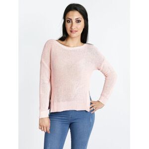 Made In Italy Maglia in cotone lavorata Pullover donna Rosa taglia Unica