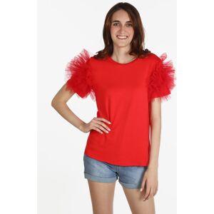 doremi T-shirt donna con maniche in tulle T-Shirt Manica Corta donna Rosso taglia Unica