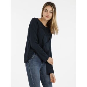 Wendy Trendy T-shirt donna oversize in cotone T-Shirt Manica Lunga donna Blu taglia Unica