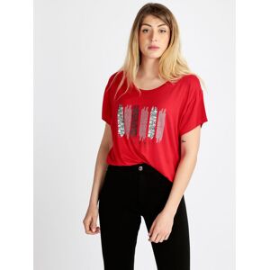 Coveri T-shirt manica corta con scritte e strass T-Shirt Manica Corta donna Rosso taglia XL