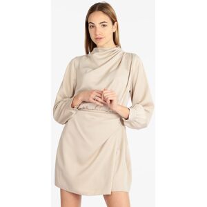 hdl milano Vestito donna manica lunga effetto raso Vestiti donna Beige taglia Unica