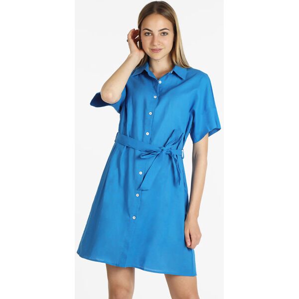 sweet abito a camicia in cotone maniche corte vestiti donna blu taglia s