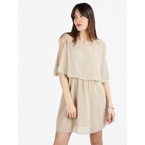 melitea abito donna smanicato con volant abiti donna beige taglia unica