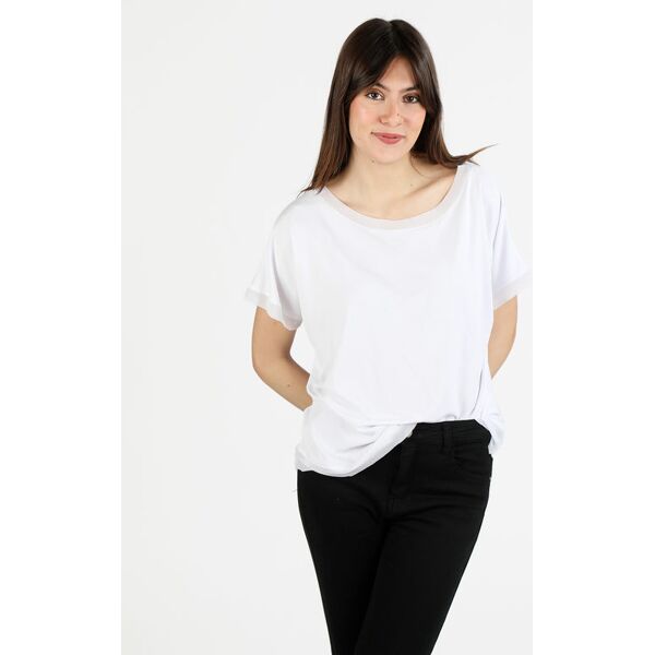 my style blusa donna a maniche corte con profili in voilè bluse donna bianco taglia unica