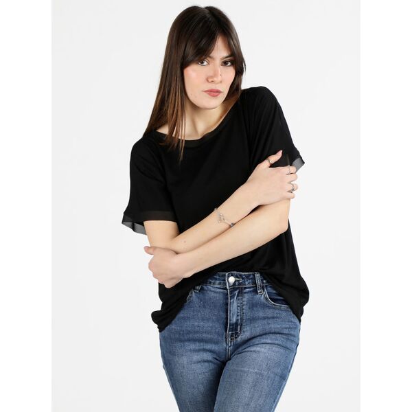 my style blusa donna a maniche corte con profili in voilè bluse donna nero taglia unica