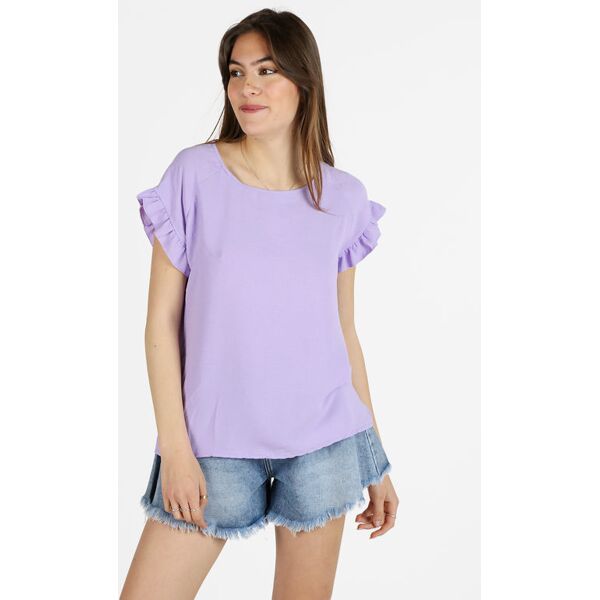 melitea blusa donna con maniche corte a volant bluse donna viola taglia unica