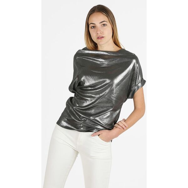 my style blusa donna con scollo a cascata effetto metallizzato bluse donna nero taglia unica