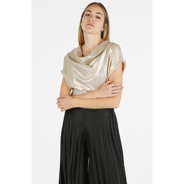 my style blusa donna con scollo a cascata effetto metallizzato bluse donna beige taglia unica