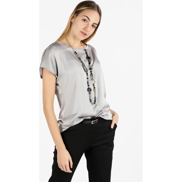 floria blusa donna effetto raso a maniche corte bluse donna grigio taglia unica