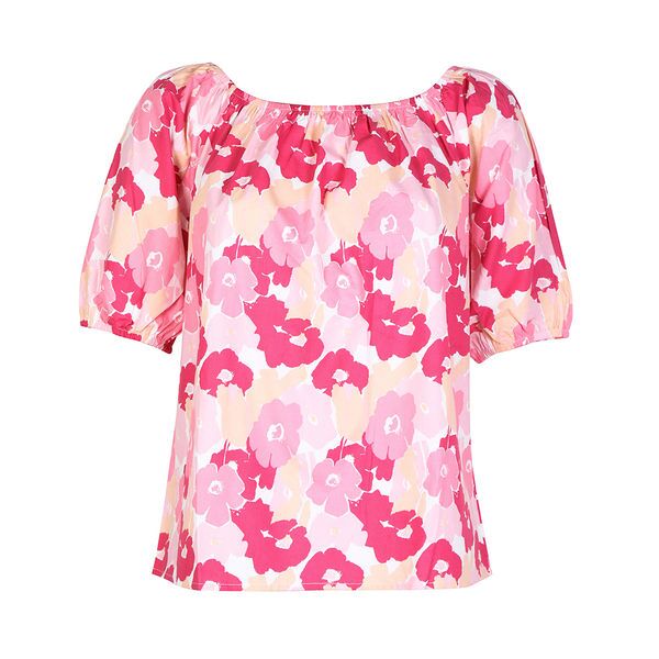 sweet blusa donna in cotone a fiori manica corta bluse donna rosa taglia m/l